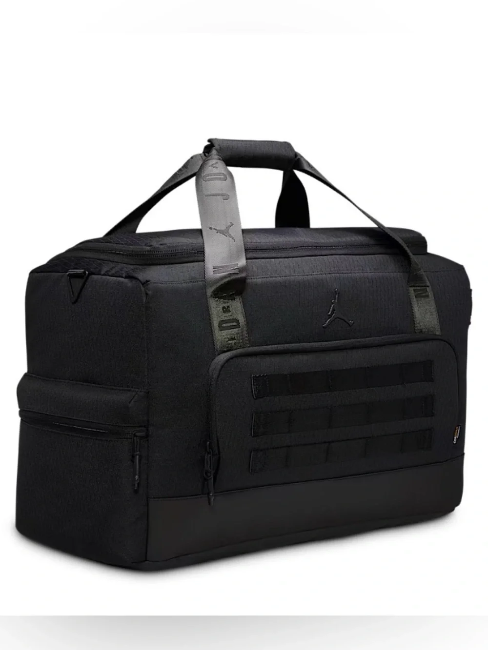 Jordan Black Travel Duffel with Padded Handles & Front Utility Pocket